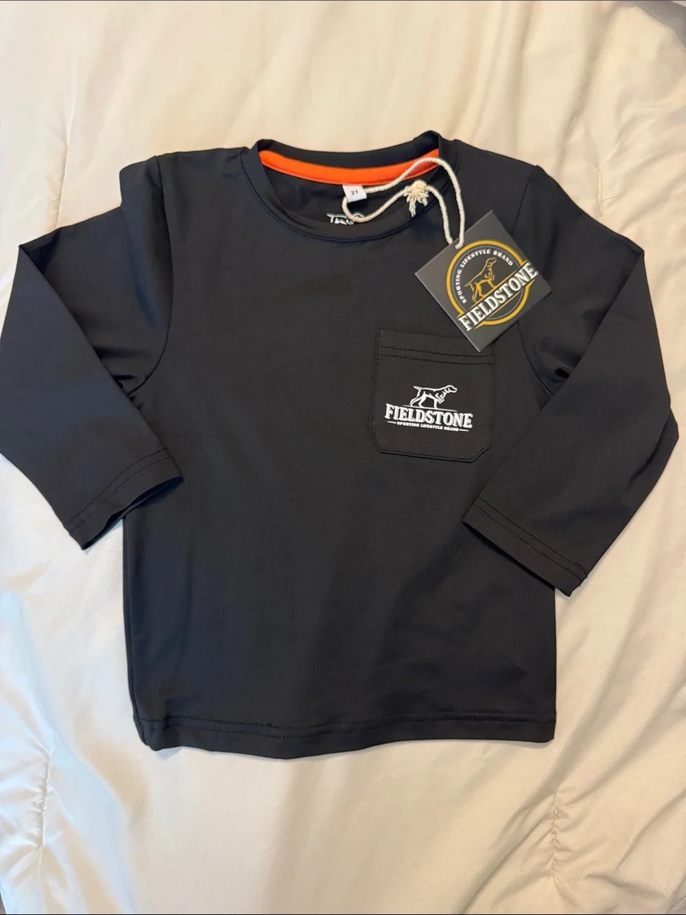 Fieldstone Boys' Black Long-Sleeve Pocket Tee
